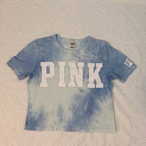 PINK Victoria's Secret Blue Tie-Dye Cropped Tank